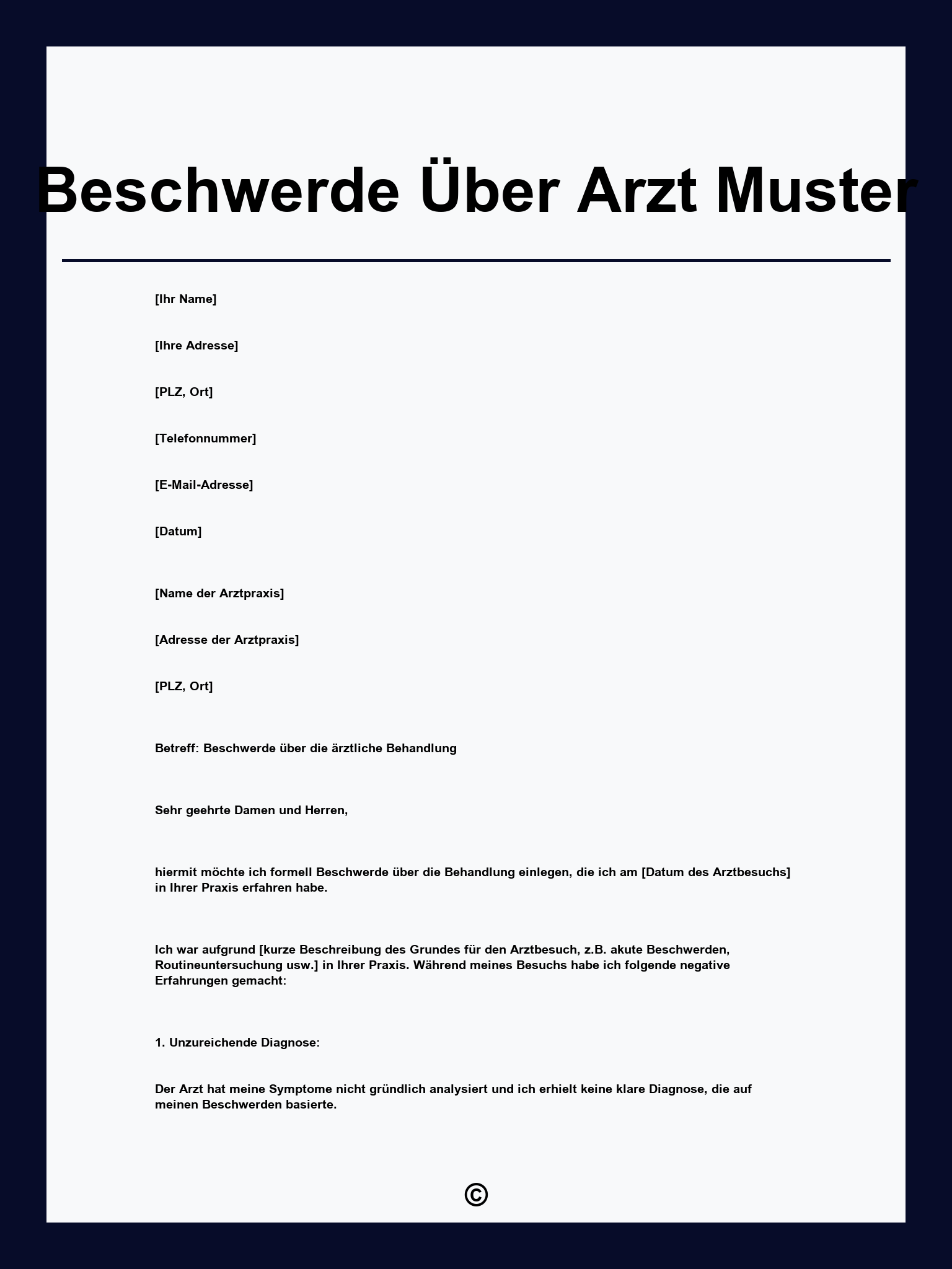 Beschwerde Über Arzt Muster
