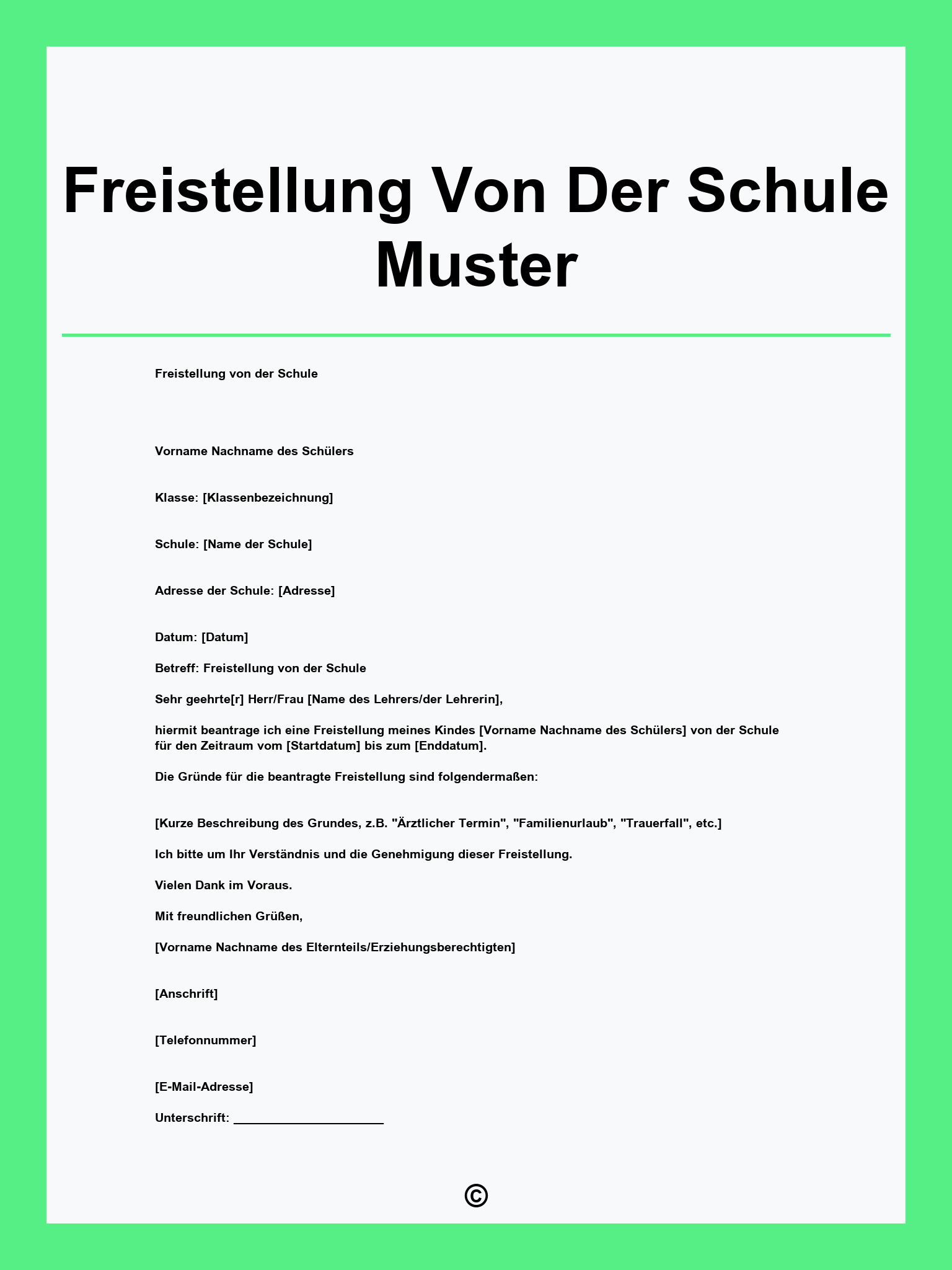 Freistellung Von Der Schule Muster