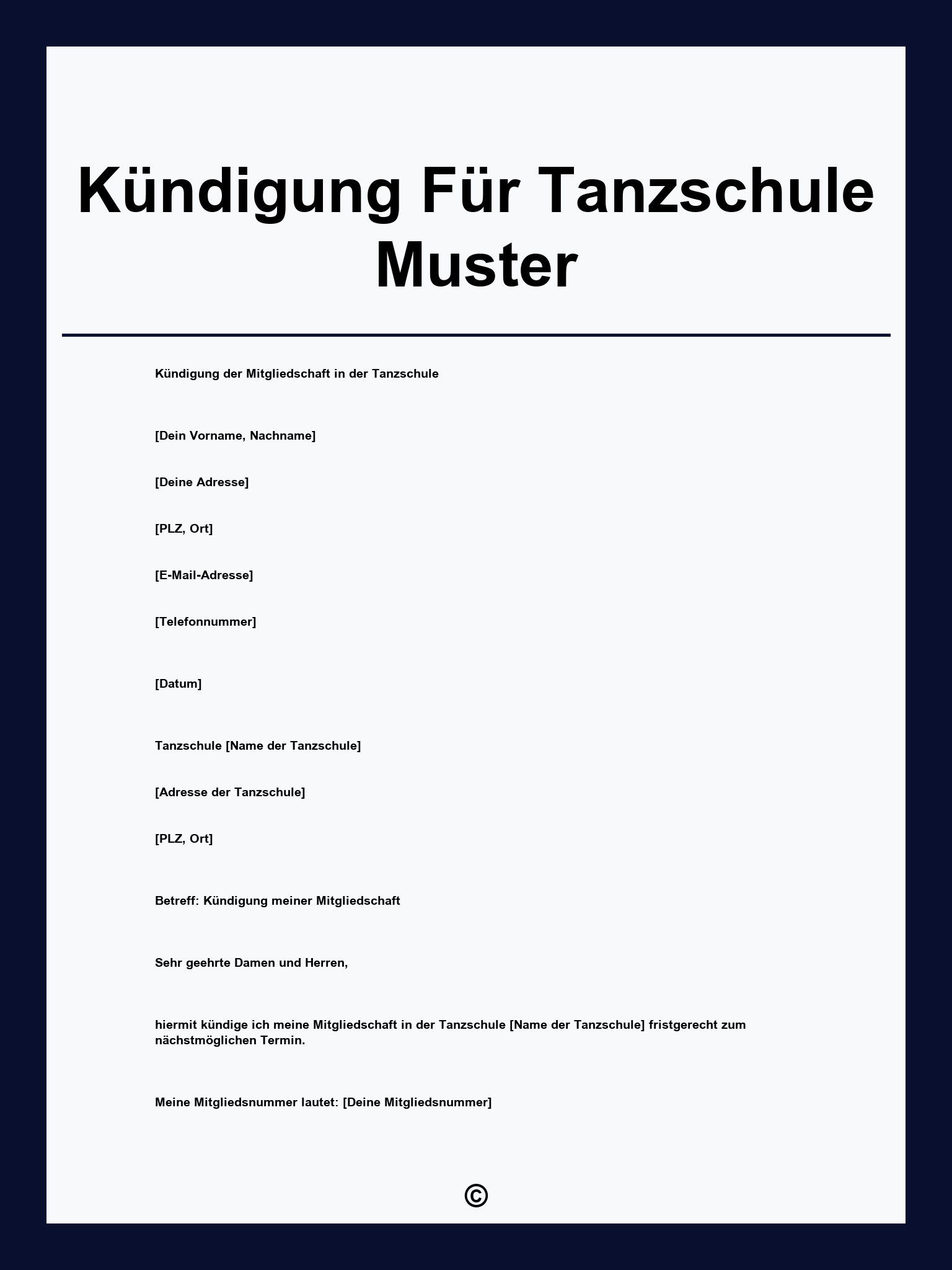Kündigung Für Tanzschule Muster
