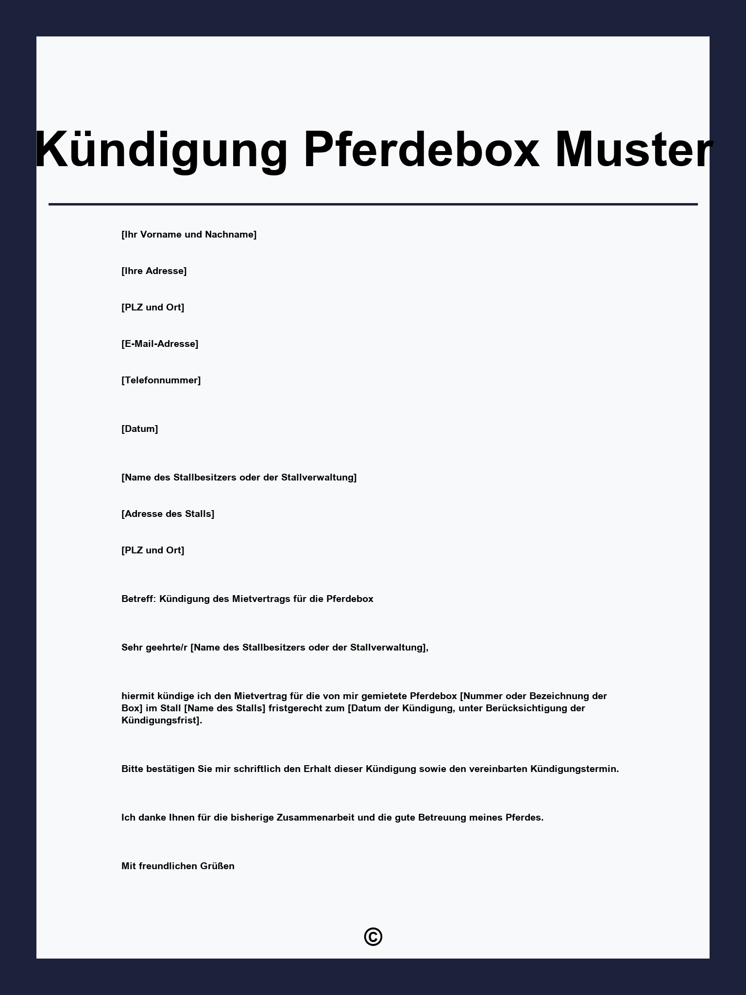 Kündigung Pferdebox Muster