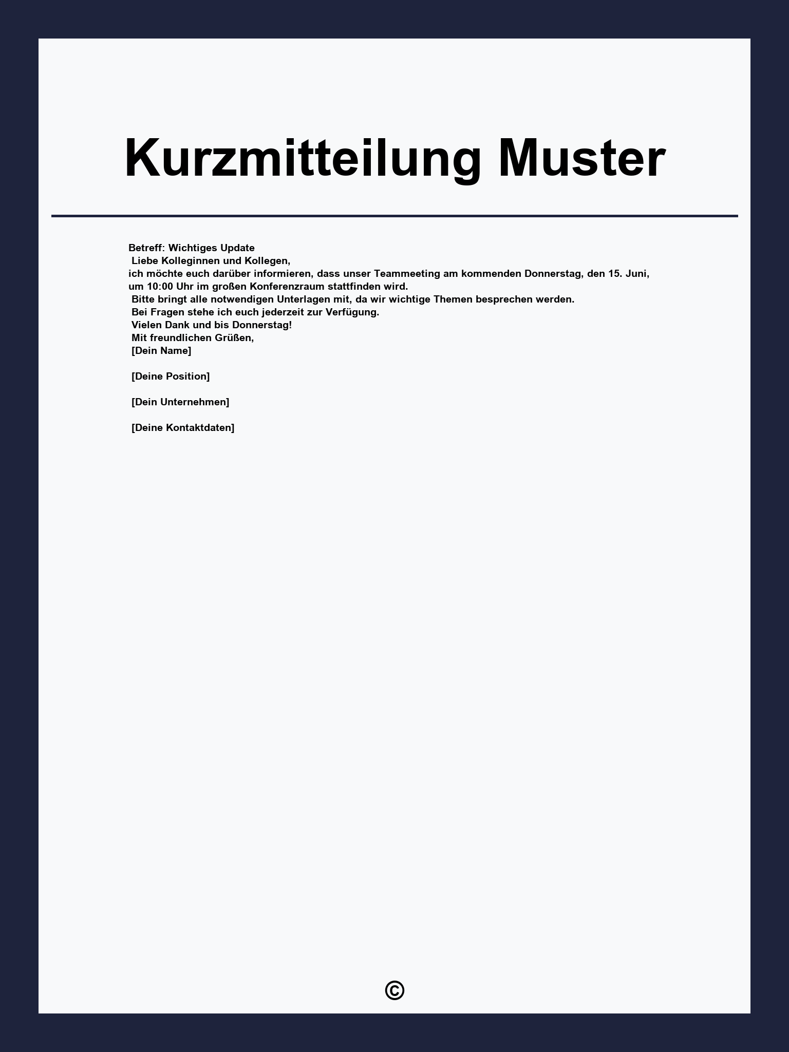 Kurzmitteilung Muster