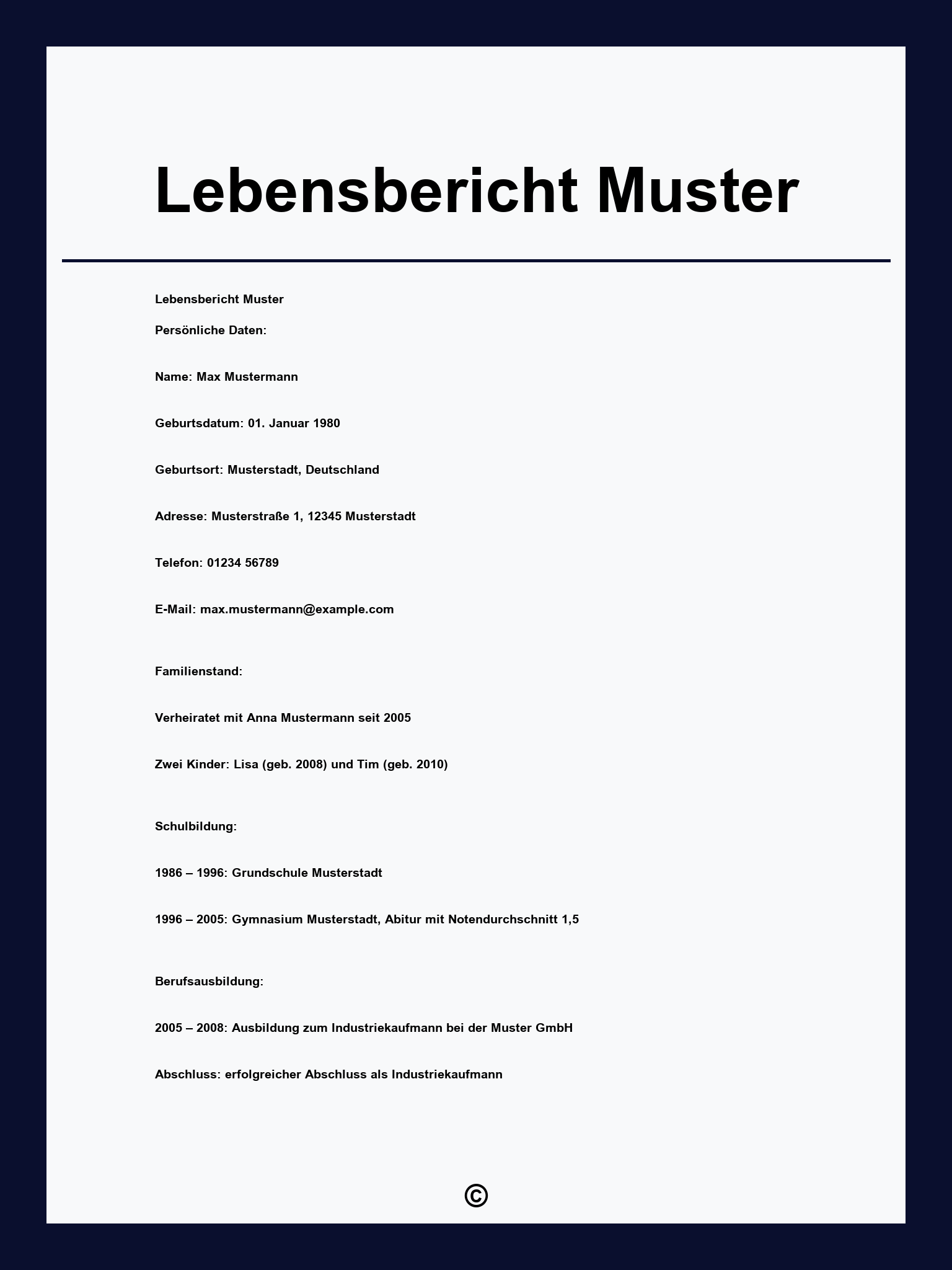Lebensbericht Muster