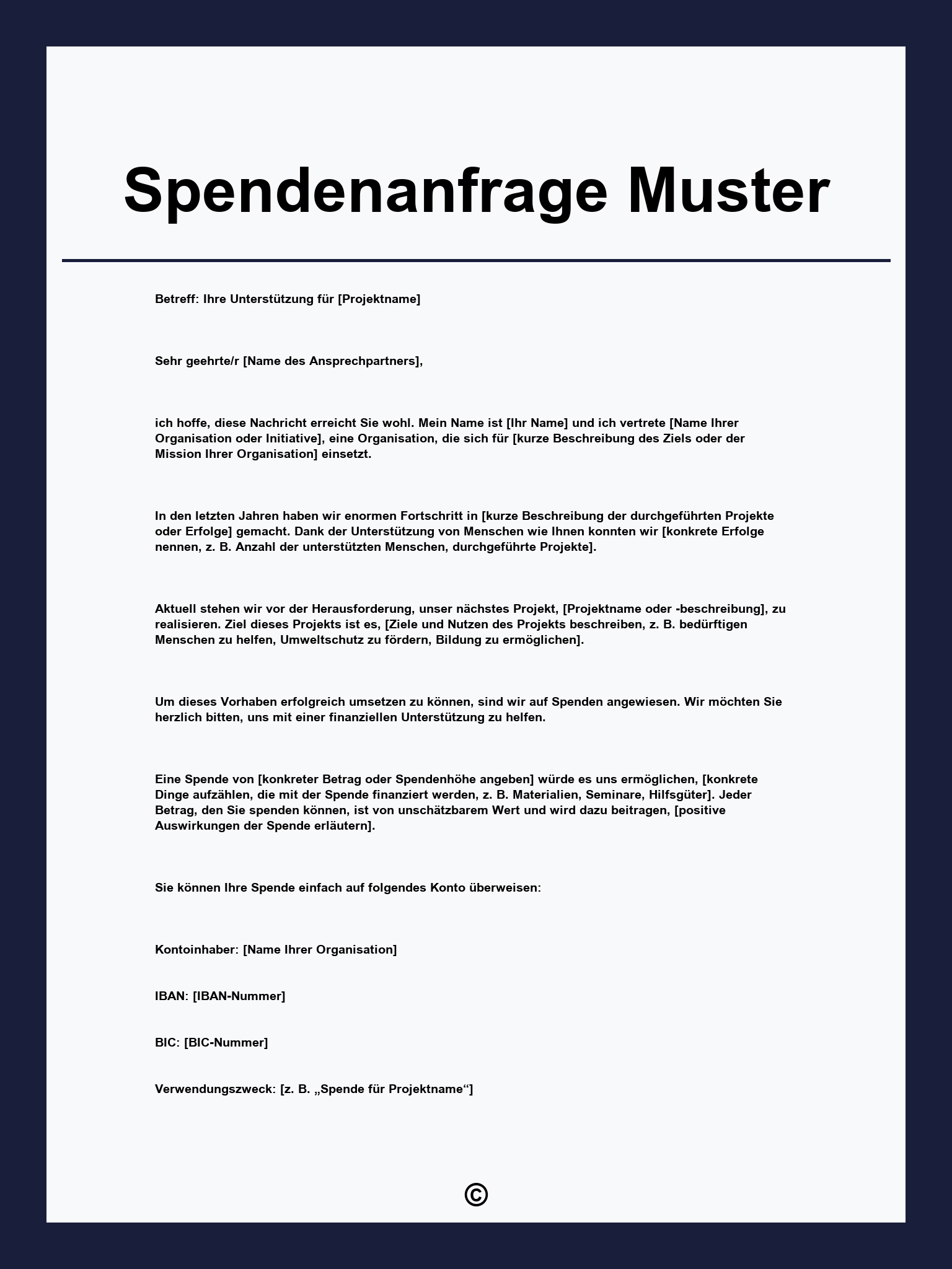 Spendenanfrage Muster