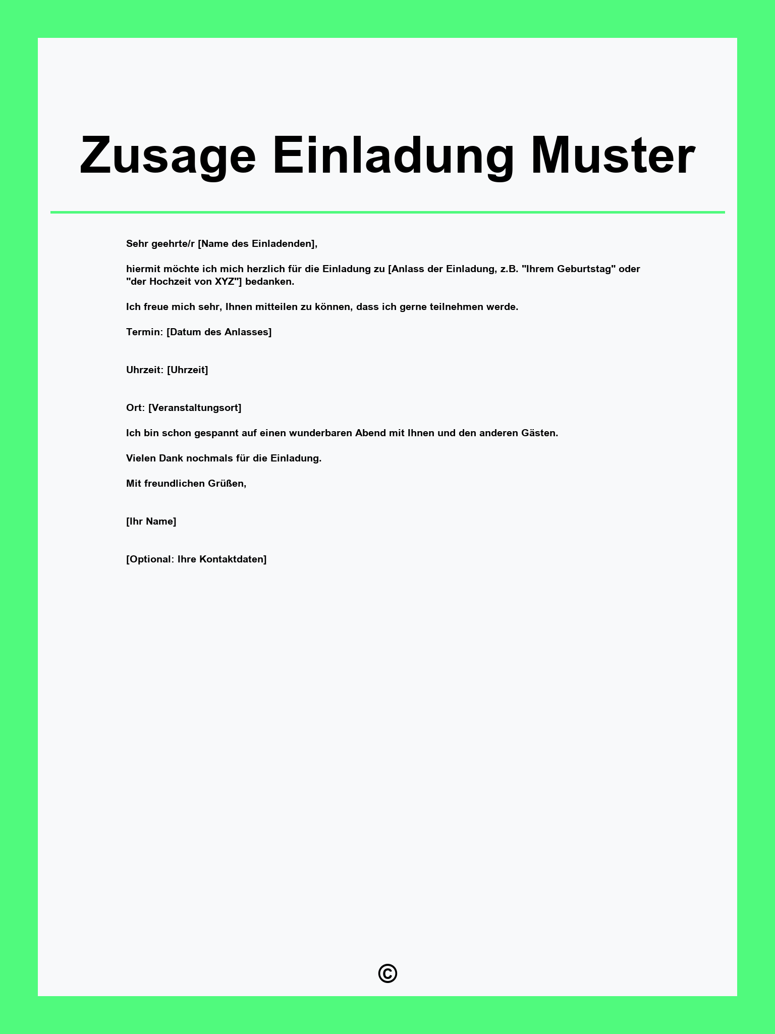 Zusage Einladung Muster